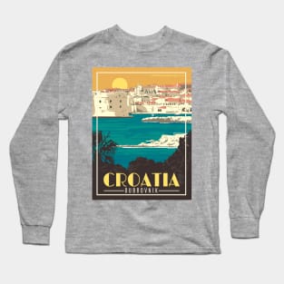 Vintage Travel Poster - Croatia Long Sleeve T-Shirt